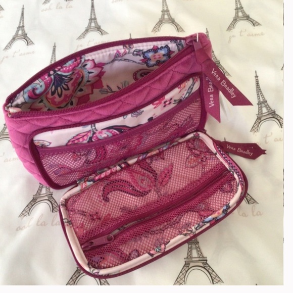 💐Plush Vera Bradley Compact Organizer in Majestic Pink/Felicity Paisley Pink - Picture 3 of 5